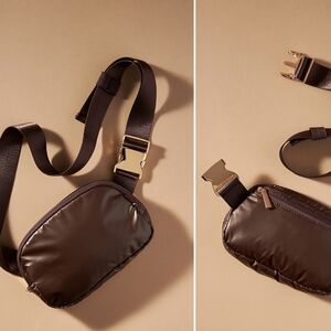 NWT Anthropologie Metallic Puffer Belt Bag in Bronze